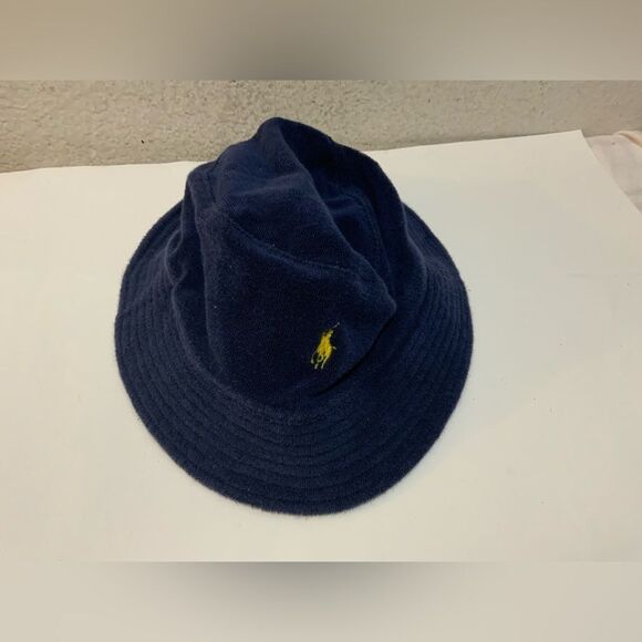 Polo hat blue velour size S / M with yellow embroidered horse - Picture 1 of 4